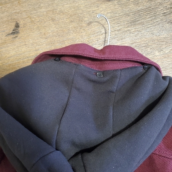 Liverpool Jean Company Women's Burgundy Double-Breasted Jacket Hood Size Small - Picture 7 of 9